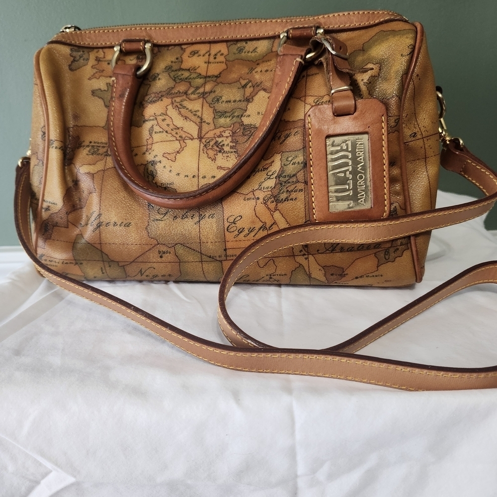 Alviero Martini Brown Map Print Satchel